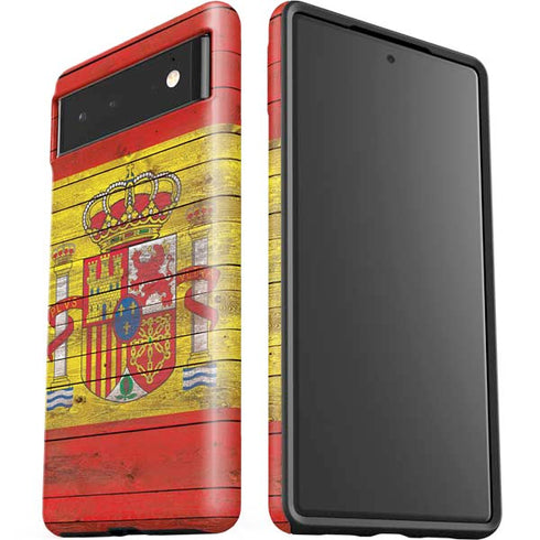 Spain Flag Dark Wood Google Pixel 6 Case